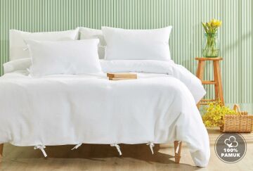Yataş Bedding Çift Kişilik Pure Nevresim Takımı Optik Beyaz