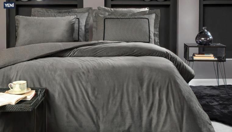 Yataş Çift Kişilik Pietro Kadife Saten Nevresim Takımı - Antrasit