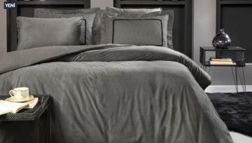 Yataş Çift Kişilik Pietro Kadife Saten Nevresim Takımı - Antrasit