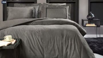 Yataş Çift Kişilik XL Pietro Kadife Saten Nevresim Takımı - Antrasit