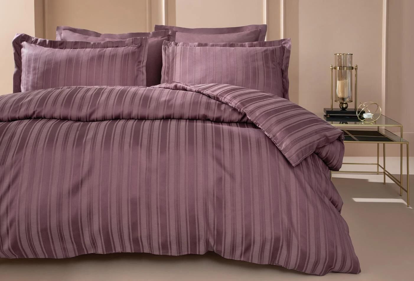Yataş Bedding Çift Kişilik Xl Shelly Bambu Saten Nevresim Takımı - Mürdüm